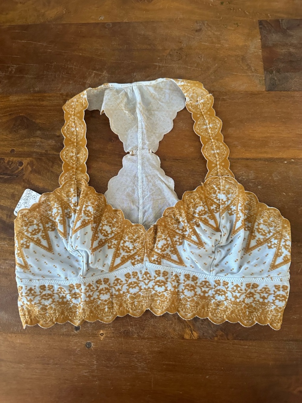 Free People Women’s Lace Bralette - Mustard & baby blue size L NWT